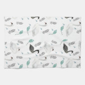 Fairytale afbeelding van zwaan Folk Botanisch Theedoek (Horizontaal)