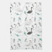 Fairytale afbeelding van zwaan Folk Botanisch Theedoek (Verticaal)