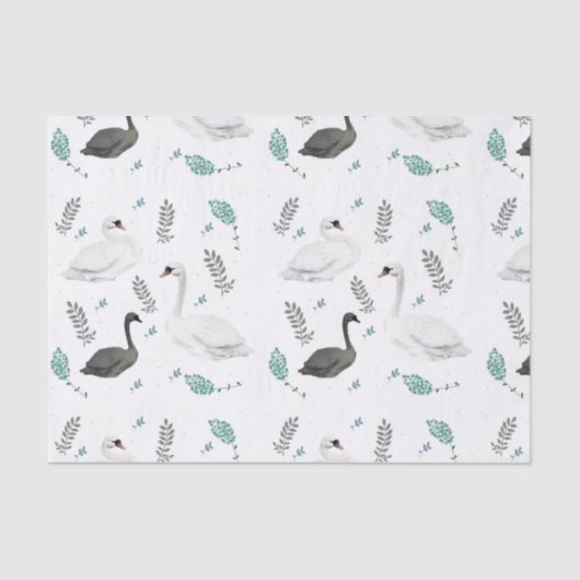 Fairytale afbeelding van zwaan Folk Botanisch Tissuepapier (Voorkant)