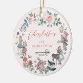 Fairytale Alice in Wonderland 1st Christmas Photo Keramisch Ornament (Links)