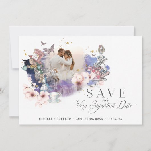 Fairytale Alice in Wonderland Belangrijke Datum Fo Save The Date (Voorkant)