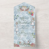 Fairytale Alice in Wonderland: Birthday Tea Party All In One Uitnodiging (Binnen)