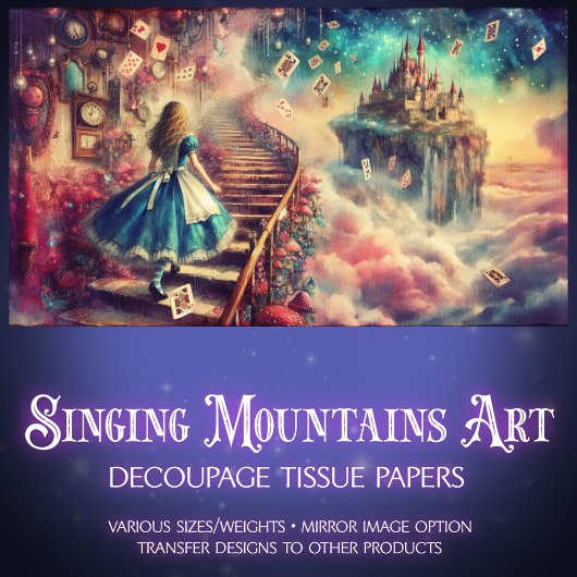 Fairytale Alice In Wonderland Castle Decoupage Tissuepapier