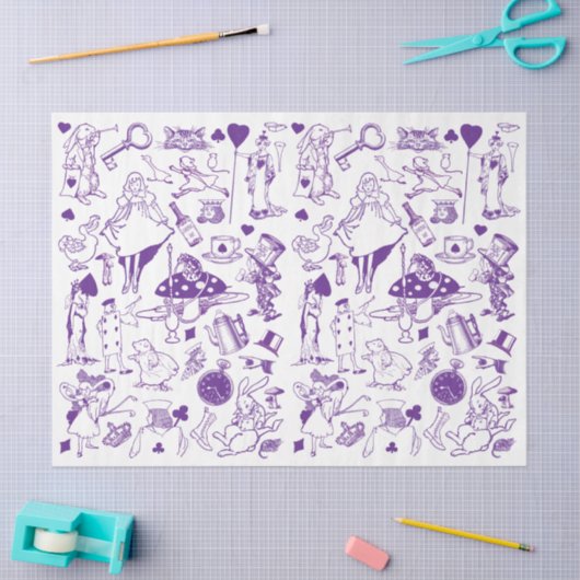 Fairytale Alice in Wonderland Pattern Decoupage Tissuepapier (Craft)