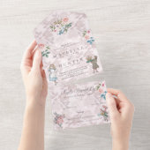 Fairytale  Alice in Wonderland Storybook All In One Uitnodiging (Afscheurbaar)