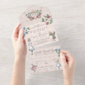 Fairytale  Alice in Wonderland Storybook All In One Uitnodiging (Afscheurbaar)