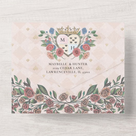 Fairytale  Alice in Wonderland Storybook All In One Uitnodiging (Achterkant)