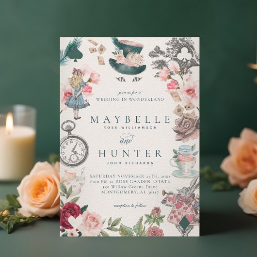 Fairytale Alice in Wonderland Whimsical Wedding Kaart