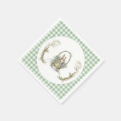 Fairytale Animal Green Gingham Baby shower Servet (Hoek)