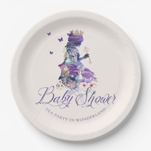 Fairytale Baby shower Tea Party in Wonderland Papieren Bordje (Voorkant)
