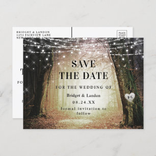 Fairytale betoverende bosgolden Save the Date Aankondigingskaart