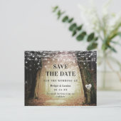 Fairytale betoverende bosgolden Save the Date Aankondigingskaart (Staand voorkant)