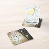 Fairytale betoverende bosgolden Save the Date Kartonnen Onderzetters (Insitu)