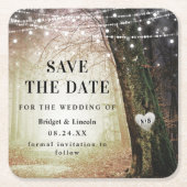 Fairytale betoverende bosgolden Save the Date Kartonnen Onderzetters (Voorkant)
