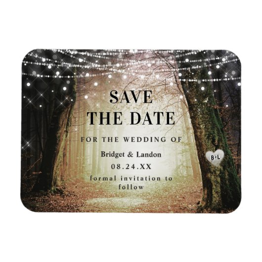 Fairytale betoverende bosgolden Save the Date Magneet (Horizontaal)