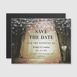 Fairytale betoverende bosgolden Save the Date Magnetische Uitnodiging