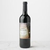 Fairytale betoverende bosgolden Save the Date Wijn Etiket (Voorkant)