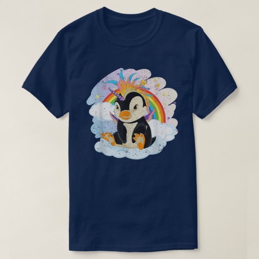 Fairytale Bird Penguincorn Rainbow Animal Penguin T-shirt (Design voorkant)