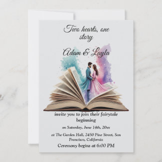 Fairytale Book One Story Water wedding Invitation Kaart