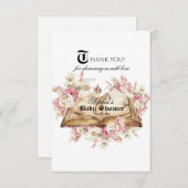 Fairytale Book Pink Rose Baby Shower Bedankkaart (Voorkant / Achterkant)