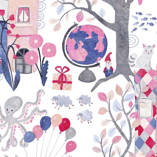 Fairytale Books and Magical Creatures White Cadeaupapier