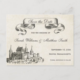 Fairytale bruilding Save the Date Briefkaart
