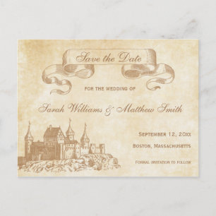 Fairytale bruilding Save the Date Briefkaart
