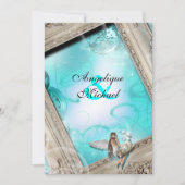 Fairytale bruiloft aquablauw kaart (Voorkant)