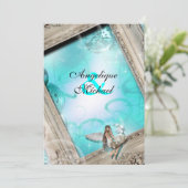 Fairytale bruiloft aquablauw kaart (Staand voorkant)