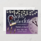 Fairytale bruiloft Elegant Paars Save the Date Aankondigingskaart (Voorkant / Achterkant)