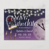Fairytale bruiloft Elegant Paars Save the Date Aankondigingskaart (Voorkant)