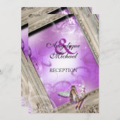 Fairytale bruiloft paars kaart (Voorkant / Achterkant)