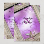 Fairytale bruiloft paars kaart (Voorkant / Achterkant)