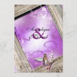 Fairytale bruiloft paars kaart