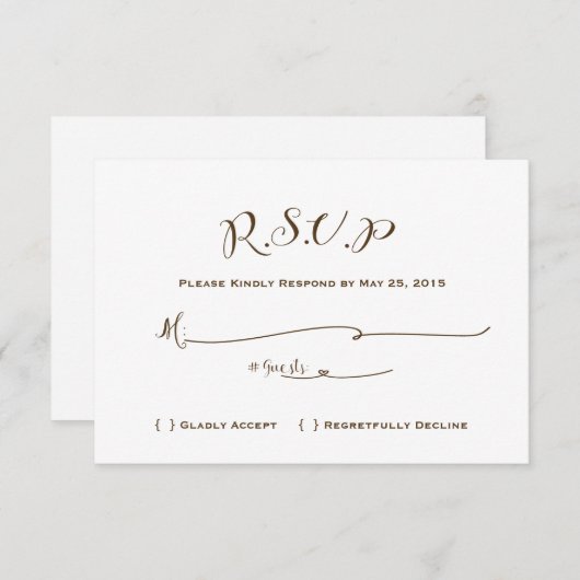 Fairytale bruiloft RSVP - Bruine tekst (Voorkant / Achterkant)