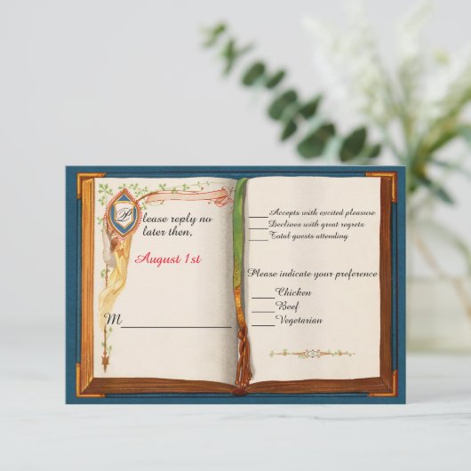 Fairytale bruiloft RSVP kaartje (Staand voorkant)