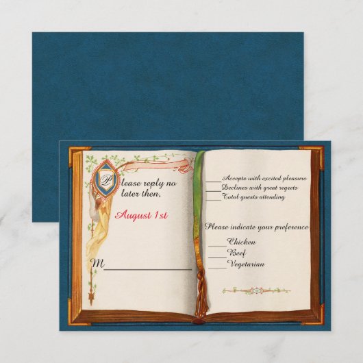 Fairytale bruiloft RSVP kaartje (Voorkant / Achterkant)