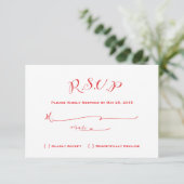 Fairytale bruiloft RSVP - Rode tekst Kaartje (Staand voorkant)