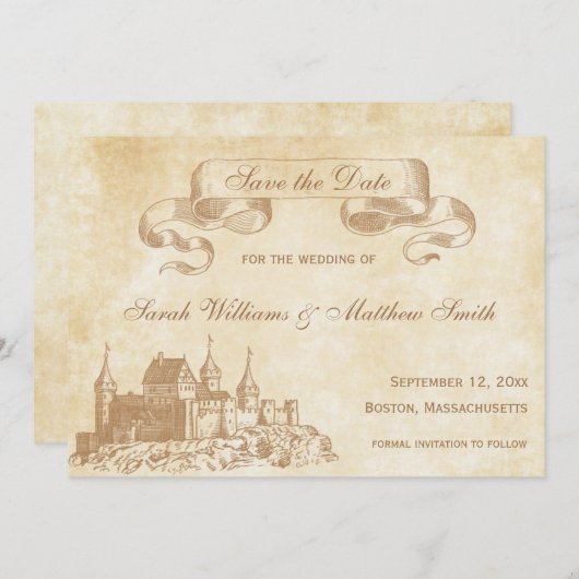 Fairytale bruiloft Sparen de Datum Save The Date (Voorkant / Achterkant)