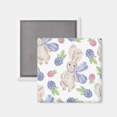 Fairytale Bunny Rabbit met Florals Pattern Magneet (Voorkant / Achterkant)