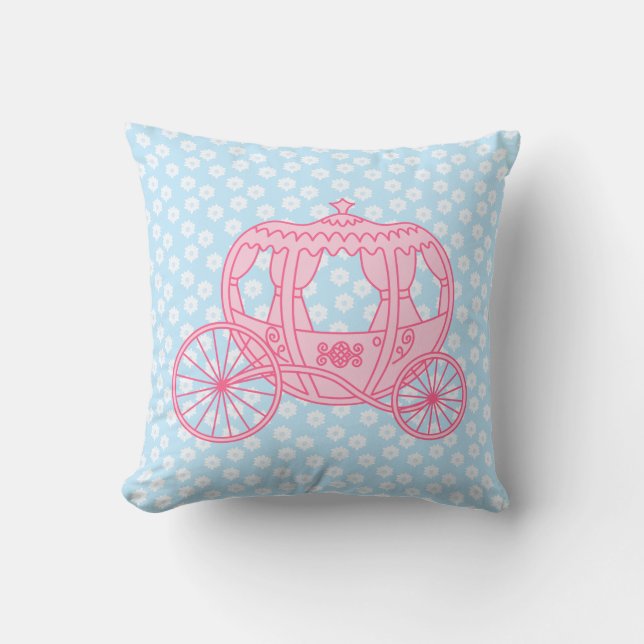 Fairytale Carriage Design in Pink and Blue. Kussen (Voorkant)