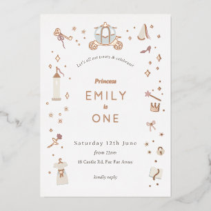 Fairytale Carriage Princess Party Folie Invitation Folie Uitnodiging
