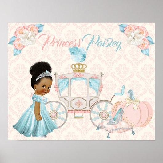 Fairytale Carriage Princess Personalized Nursery Poster (Voorkant)