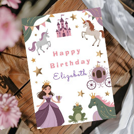 Fairytale Castle Baby Girl Birthday Party Kaart