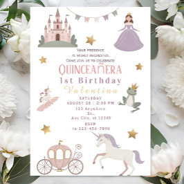 Fairytale Castle Baby Girl Birthday Party Kaart