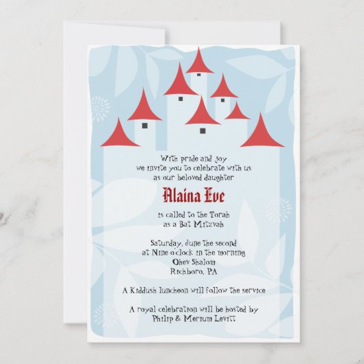 Fairytale Castle Bat Mitzvah Uitnodiging (Voorkant)
