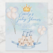 Fairytale Castle Crown Baby shower dank u Wijn Etiket (Enkel label)