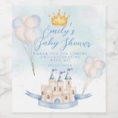Fairytale Castle Crown Baby shower dank u Wijn Etiket (Enkel label)