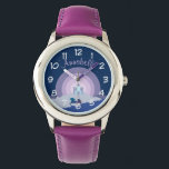 Fairytale Castle en Unicorn, gepersonaliseerd Horloge<br><div class="desc">Sprookjeslandschap met kasteel en eenhoorn gepersonaliseerde meisjeshorloge.</div>