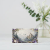 Fairytale Castle Floral Purple Mountain Valley Visitekaartje (Staand voorkant)